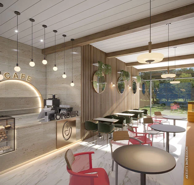 Indoor cafe at JP North Imperial Greens